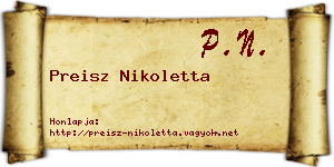 Preisz Nikoletta névjegykártya